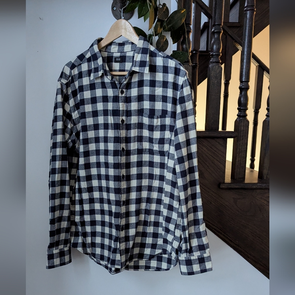 Men's Black and White Checkered Shirt